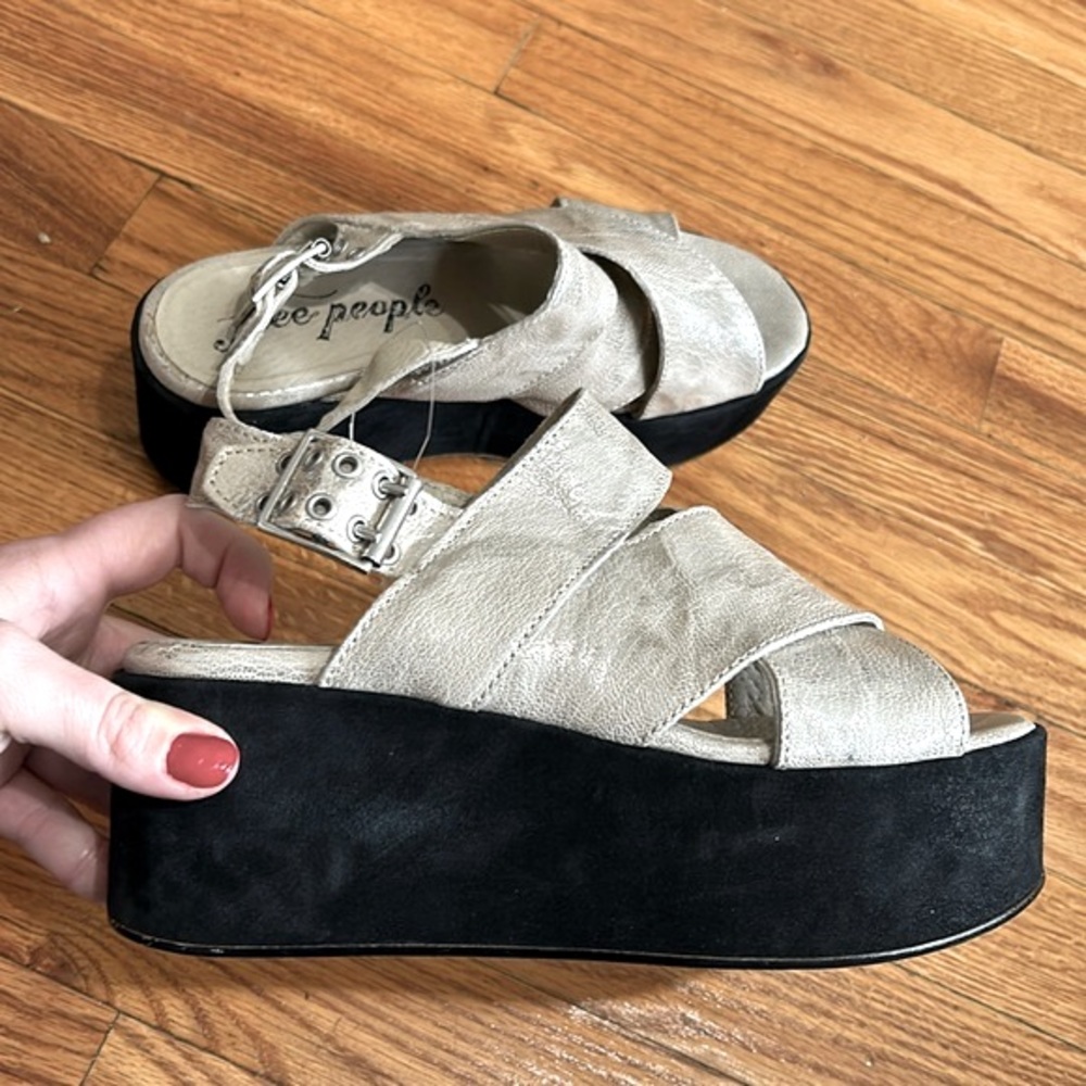 Free People Metallic Leather Platform Sandals
